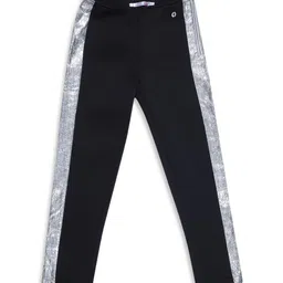 ELLE Girls Black & Silver-Coloured Colourblocked Treggings-image-54