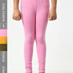 BAESD Girls Pack Of 3 Super-Soft Churidar-length Leggings-image-111