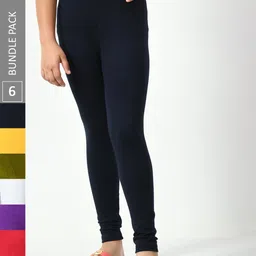 BAESD Girls Pack Of 6 Churidar-Length Leggings-image-79