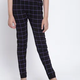 KLOTTHE Girls Black Checked Ankle-Length Slim-Fit Jeggings-image-59
