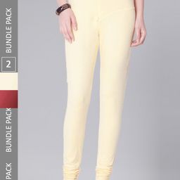 Dollar Missy Women Pack Of 2 Mid Rise Slim Fit Churidar Length Leggings-picture-41