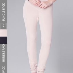 Dollar Missy Women Pack Of 2 Mid Rise Slim Fit Churidar Length Leggings-image-65