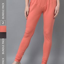 Dollar Missy Women Pack Of 2 Mid Rise Slim-Fit Churidar Length Leggings-image-76