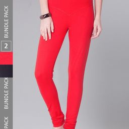 Dollar Missy Women Pack Of 2 Mid Rise Slim Fit Churidar Length Leggings-image-81