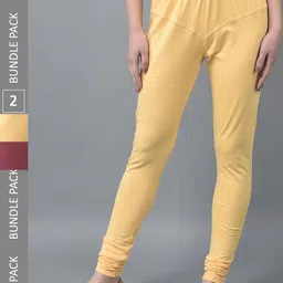 Dollar Missy Women Pack Of 2 Mid Rise Slim Fit Churidar Length Leggings-image-92