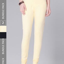 Dollar Missy Women Pack Of 2 Mid Rise Slim-Fit Churidar Length Leggings-image-93