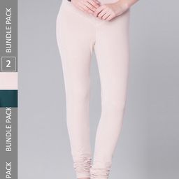 Dollar Missy Women Pack Of 2 Mid Rise Slim Fit Churidar Length Leggings-image-63