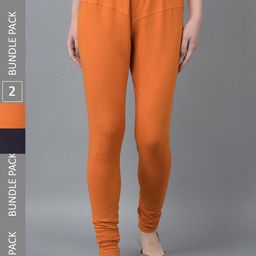 Dollar Missy Women Pack Of 2 Mid Rise Slim Fit Churidar Length Leggings-image-96