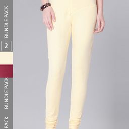 Dollar Missy Women Pack Of 2 Mid Rise Slim-Fit Churidar Length Leggings-image-99