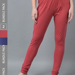 Dollar Missy Women Pack Of 2 Mid Rise Slim Fit Churidar Length Leggings-image-89