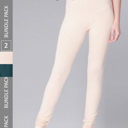 Dollar Missy Women Pack Of 2 Mid Rise Slim-Fit Churidar Length Leggings-picture-44