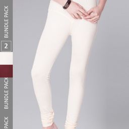 Dollar Missy Women Pack Of 2 Mid Rise Slim Fit Churidar Length Leggings-image-69