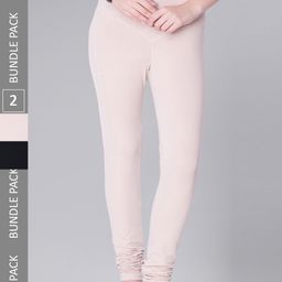Dollar Missy Women Pack Of 2 Mid Rise Slim Fit Churidar Length Leggings-image-95