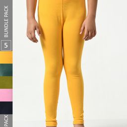 BAESD Girls Pack Of 5 Super Soft Churidar Length Leggings-image-106