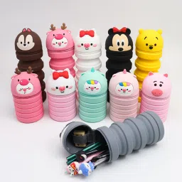 Primary School Student Cartoon Pencil Stationery Box Folding Decompression Silicone Art Polyester Pencil Box-image-52