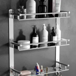 3 Layer Multipurpose Bathroom Shelf STEEL Towel Holder-10