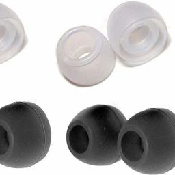Hoppokart Silicone Rubber Earbuds/Eartips/Earpads/Earplugs for Replacement in Earphone (10pcs -Medium Size) (Black & White) In The Ear Headphone Cushion-image-2