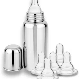 COMBO PACK BOTTLE+ 3 NIPLES Stainless Steel Baby Feeding Bottle for Kids - 250 ml-image-77