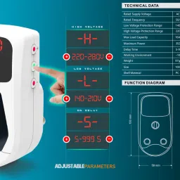 euro SVP-16 16 Amp Digital Adjustable Under/Over Voltage Protector & Spike Protector Socket Voltage Guard with Display Time Delay & India Compatible socket & Plug image 5