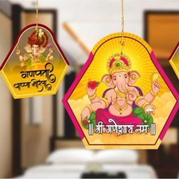 Ganpati Bappa Decoration Items Set of 10 | Paper Hanging Decoration Paper Cut-outs-image-35