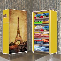 6 Tire Eiffel Tower Printed PVC Collapsible Wardrobe-image-14