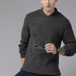 Men Solid Turtle Neck Black Sweater-image-13