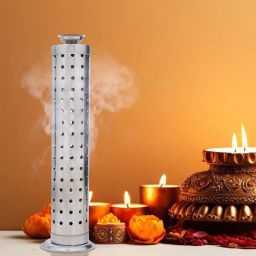Stainless Steel Agarbatti Stand, Pooja Room Gift Items, Incense Uthupathi Stand Stainless Steel Incense Holder Set-image-14