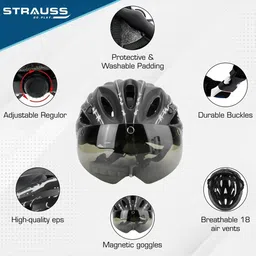 STRAUSS Cycling Open Face Helmet With Magnetic Goggles image 4
