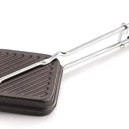Non-stick Grill Sandwich Toaster, Gas Compatible, Black Open Grill-image-65