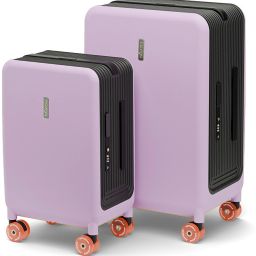 Hard Body Set of 2 Luggage 8 Wheels - Wingman Anti Wear Wheels Size- 20" & 24" | Sleek Zipperless PC Luggage - Purple, Grey-image-91