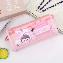 Lucky Girl large holding capacity pouch kids, school and college students, with cute pockets Art Polyester Pencil Box-picture-36