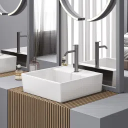 Premium Quality Square Style (40x40x12 CM) Basin Morden Ceramic Wash Basin. Table Top Basin-image-34