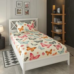 170 TC Cotton Single Printed Flat Bedsheet-image-38