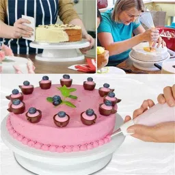 fulkiza Cake Turntable Smoothly Revolving Cake Stand Cake Decorating Kit Baking Tools Plastic Cake Server image 3