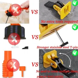 niktion 50 PCS Tile Levelling System Kit Tile Levelling Clip for Floor Wall Tiles Reusable T-Type Tile Levelling Tools Non-magnetic Line Level image 4