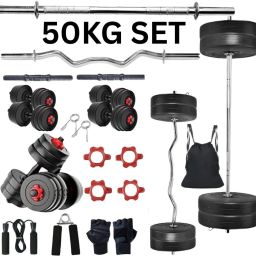 50 kg Home Gym 50KG PVC Kit – Curl Rod, Straight Rod & Dumbbell Pair Home Gym Combo-image-97