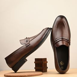 house of pataudi Premium Brown Loafers | Formal Casual | Trendy Comfort Slip-On Shoes Slip On For Men-picture-13