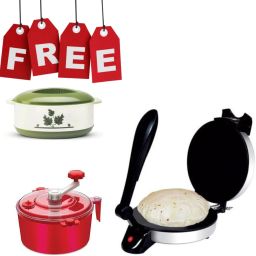 viyasha ®Indian Chapati Roti/Maker Free Dough maker casserole T4 Roti and Khakra Maker-picture-49