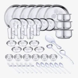 Pack of 51 Stainless Steel Laser Printed Flawer Design (Serves 6) Dinner Set-13