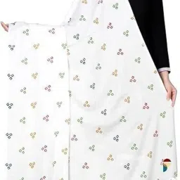 Printed, Geometric Print Cotton Blend Women White, Multicolor Stole, Scarf, Fancy Scarf-7