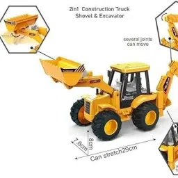 xortic PULL BACK JCB TOY FOR KIDS WITH UNBREAKABLE TOY 2 IN 1 image 2