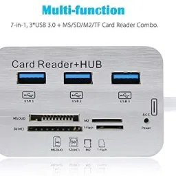 TECHGEAR USB 3.0 Adapter, MS SD M2 TF Card Reader Multi-in-1 Combo Hub for Mac-Book 7 in 1 Type C Combo Card Reader Hub, USB3.1 Type C to 3 Port USB 3.0 Adapter Card Reader Internal Modem image 2