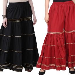 Pack of 2 Women Relaxed Multicolor Cotton Blend Trousers-image-88