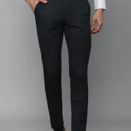 Men Slim Fit Black Polycotton Trousers-image-4
