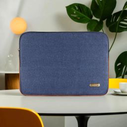 Laptop Sleeve Case | 15.6 | Zipper Closure | Water Repellent PVC | Blue & Tan Laptop Sleeve/Cover-image-64