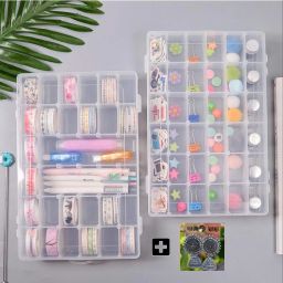 2 Pics Combo Multipurpose 36 Compartment Grid Storage Box For Jewellery, Cosmetic Items, Earrings, ETC Multipurpose Organizer Storage Box Jewelry Box, Beads Box, Earrings Box, Sundries Storage, Bracelet Box, Hair Clips Box, Pins Box, Screws Box, DIY Kits Vanity Box 36 Grids Clear Plastic Storage Box Vanity Box-image-18