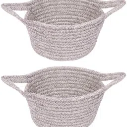 Polypropylene KNIT CRAFT BASKET Ivory color (2PC SET) (organizer, Basket) Storage Basket-image-39