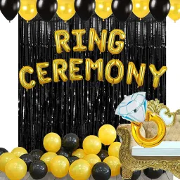 Solid Ring ceremony decoration Letter banner,2 Curtain,1pc Foil Ring with 30p Balloons Balloon-18