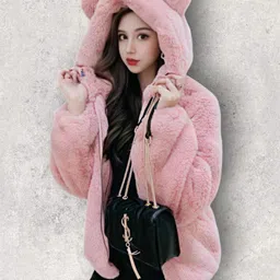 hoc Fur Solid Coat For Women-picture-21