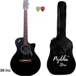 Med_Black Acoustic Guitar ( 39inc) Acoustic Guitar Rosewood, Linden Wood Rosewood Right Hand Orientation-image-2